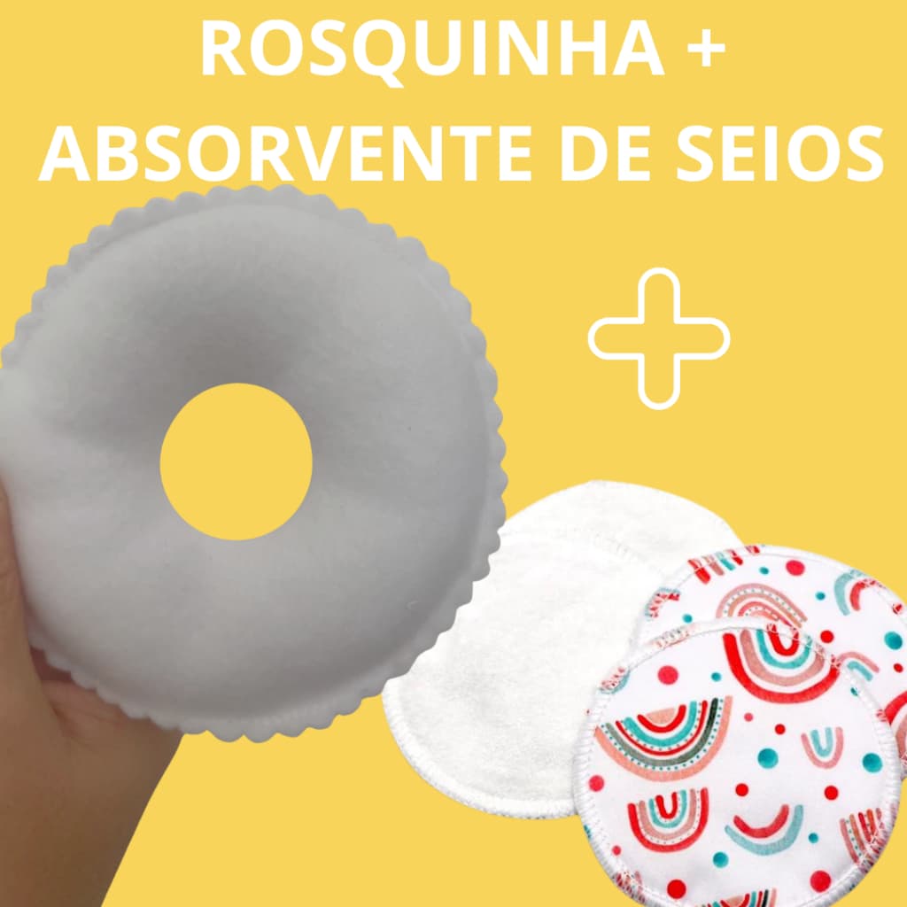 ABSORVENTE DE SEIOS + ROSQUINHA DE AMAMENTAÇÃO - Antialérgica - Protetor de Seios