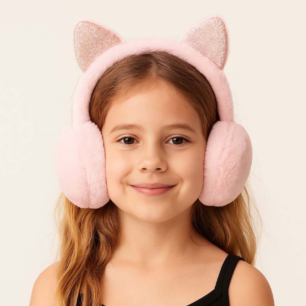 Protetor de Orelha Infantil de Bichinho Rosa com Orelinha