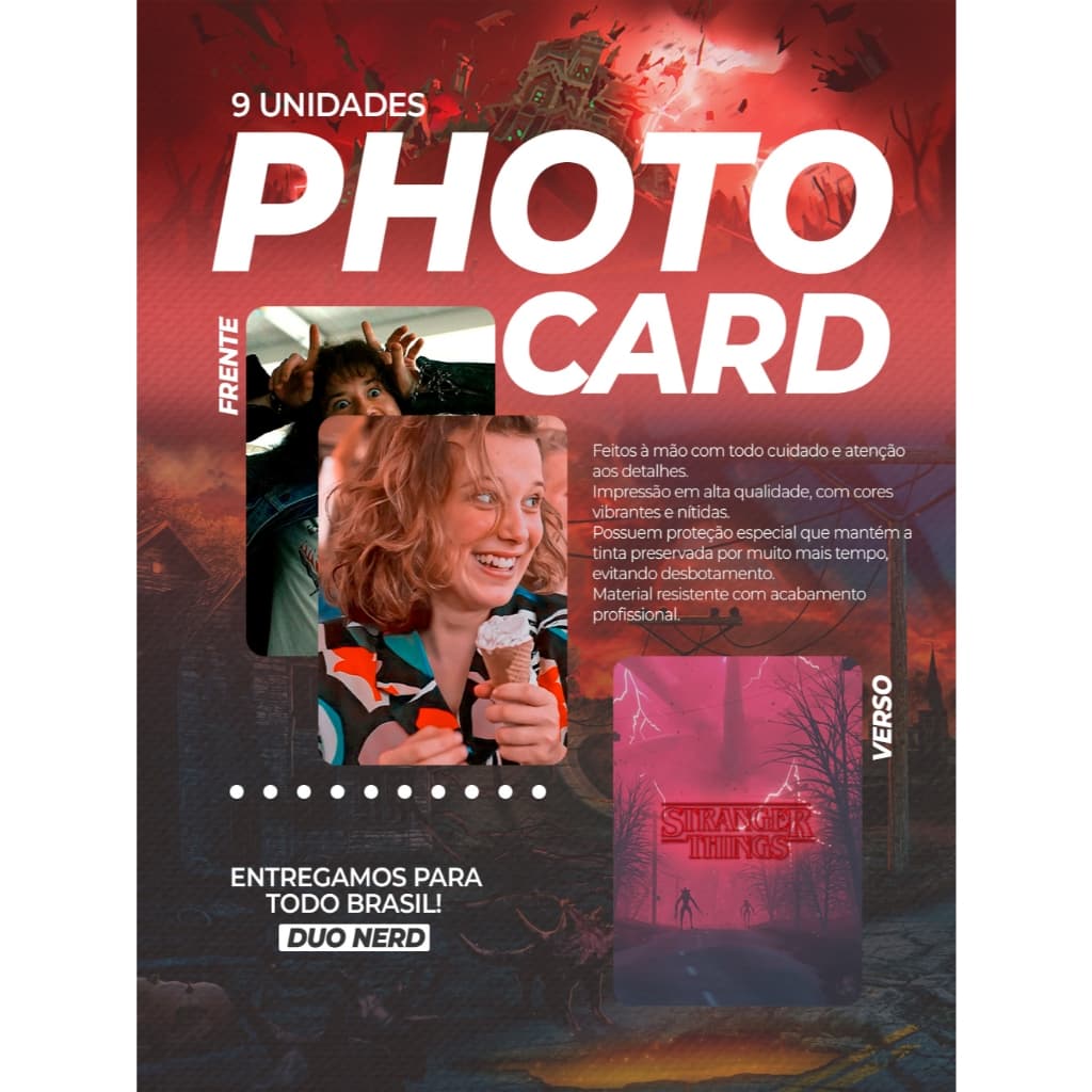 Photocards Fanmade Serie Str@nger Things Colecionáveis 9 Unidades