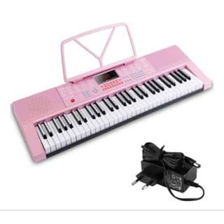 TECLADO MUSICAL 300 TIMBRE 300 RITMO, 3 MODOS TEACHING, ROSA/PRETO, MODELO: M-T1280PK/M-T1280| Infantil Estudante Barato