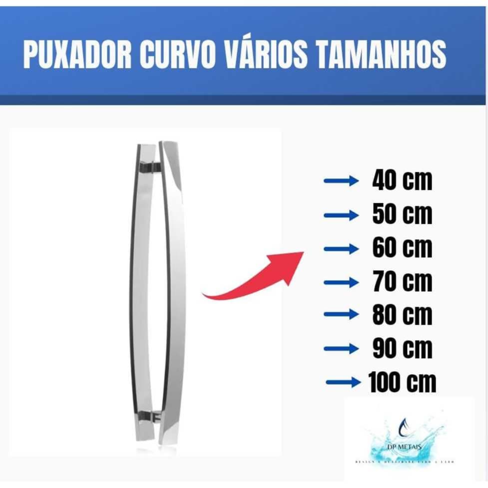 Puxador porta Pivotante 40, 50, 60, 70, 80, 90,100 cm Curvo Para Porta De Madeira ou Vidro