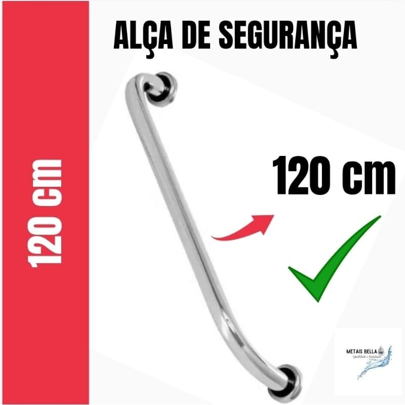 Alça Barra De Apoio corrimão segurança 120 cm de aluminio para Banheiro, Idosos, Gestante deficiente