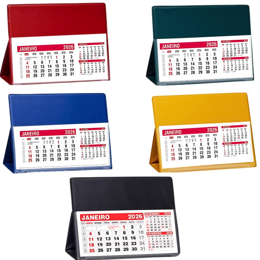 Calendário De Mesa Pvc C/ Refil 2026 - Multicolor Liso