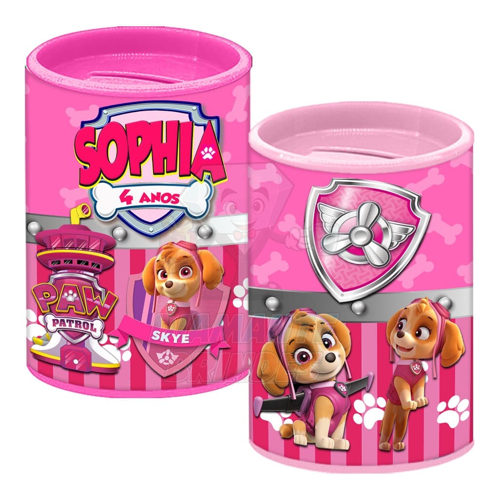 Cofrinho Personalizado Patrulha Canina Skye Lembrancinha Skye Patrulha Canina Menina Cofre Skye
