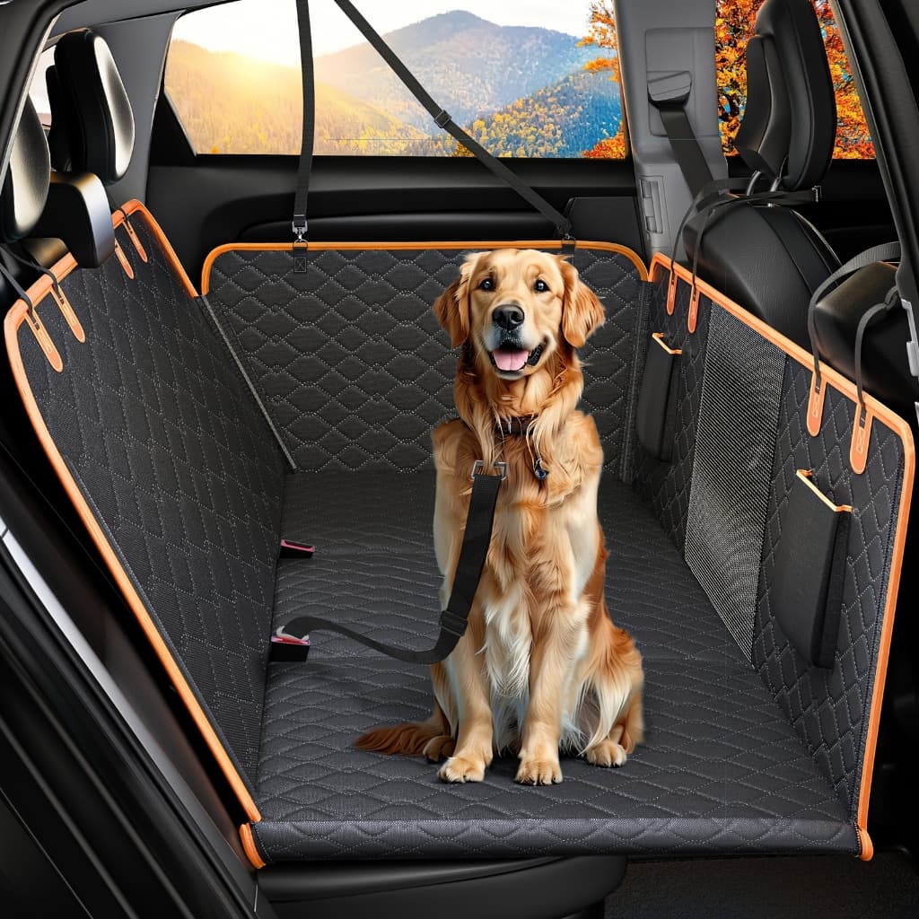 Capa Protetora Pet Impermeável 5 em 1 para Banco de Carro com Cinto de Segurança