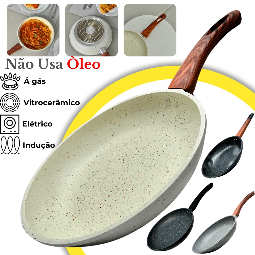 Frigideira Ceramica Antiaderente Fogão Cooktop Indução Gás Elétrico Grande Profissional Premium