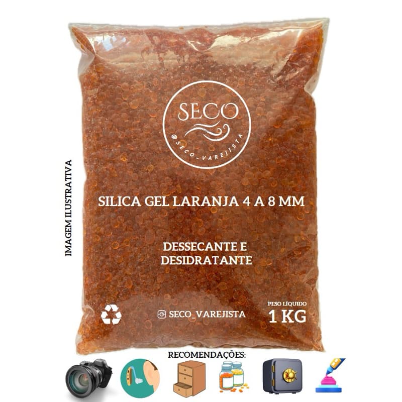 Silica Gel Laranja ( 4-8 mm) Desumidificante E Desidratante atóxica