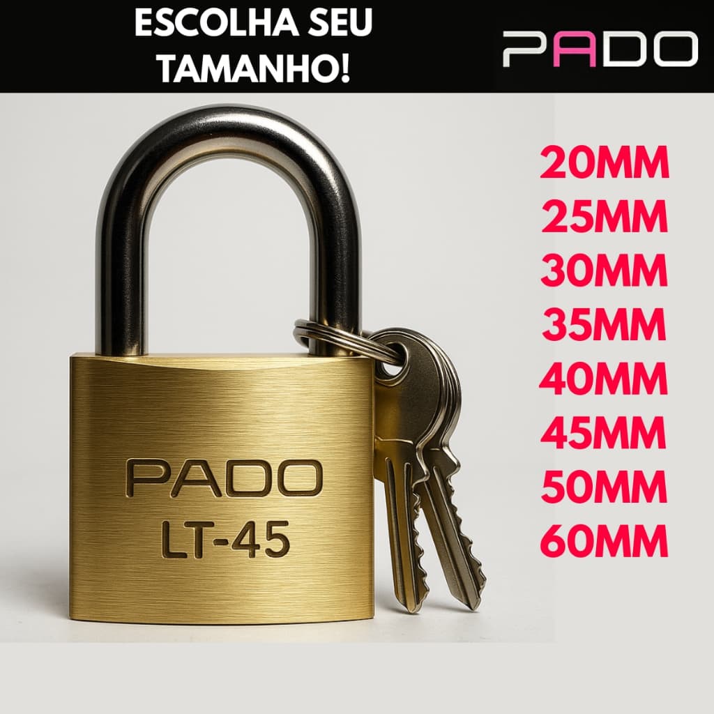 Cadeado Pado Original para portão, janela, armário 20mm, 25mm, 30mm, 35mm, 40mm 45mm, 50mm e 60mm