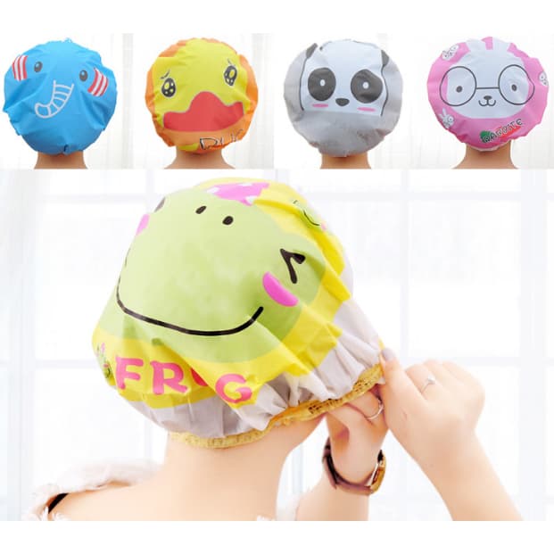 Kit 1/2/3/4/6 Unidades Toucas de Banho Kids Impermeável Infantil Estampas Sortidas Plástica Desenho animal