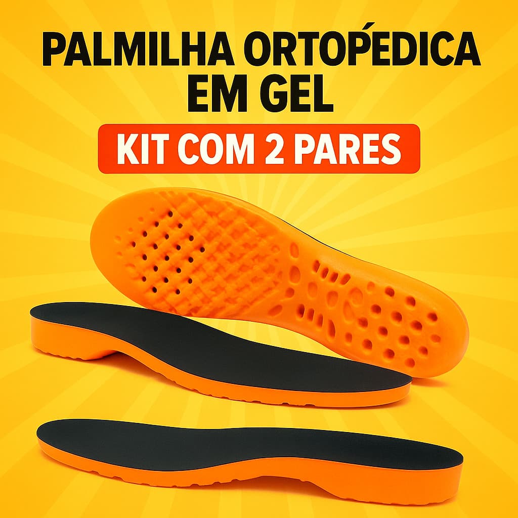 Kit 2 Pares Palmilha Ortopédica em Gel Anti-Impacto | Alívio para Fascite Plantar e Esporão