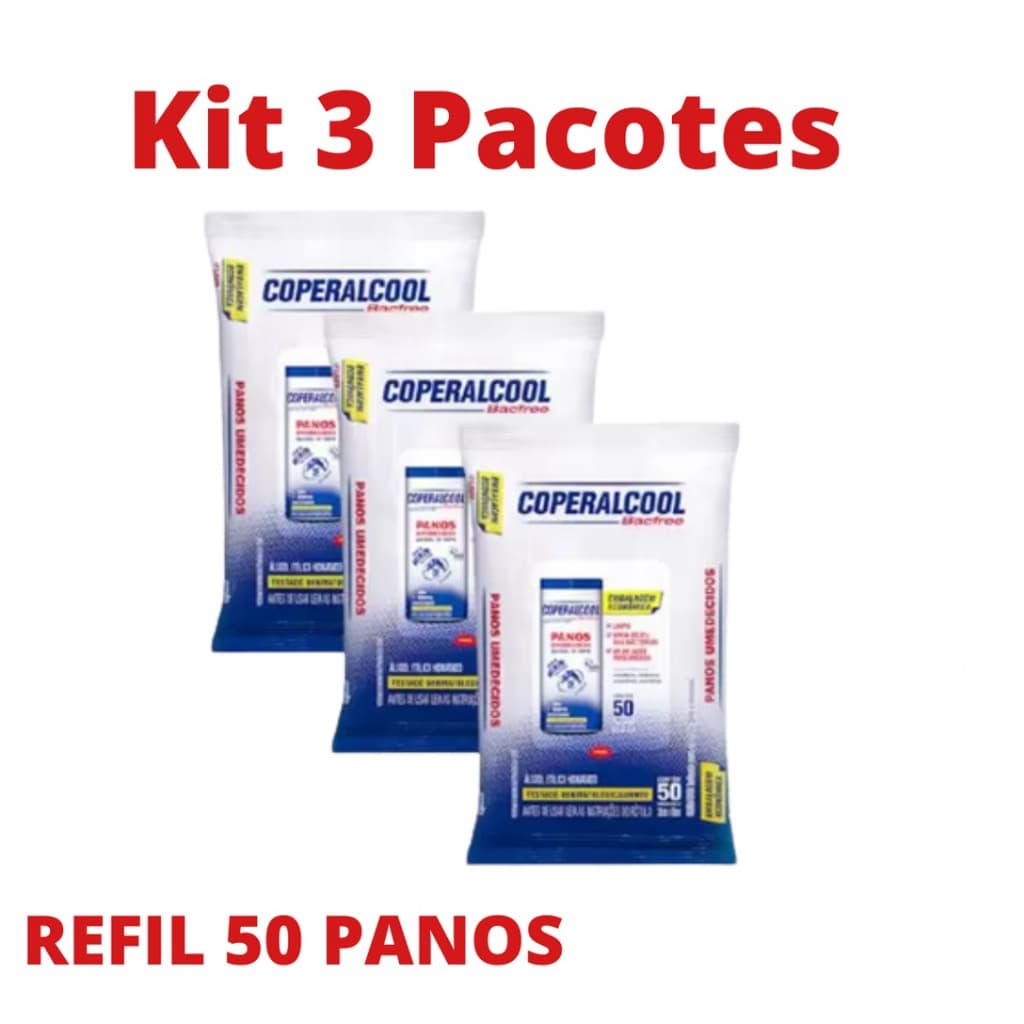 3 Pacotes  Lenços Panos Umedecidos Cuidado Para as Mãos Álcool Coperalcool ( 3 x 50 Unidades )
