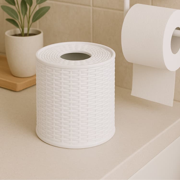 Porta Guardanapos Papel Higiênico Redondo Plástico Resistente Rattan