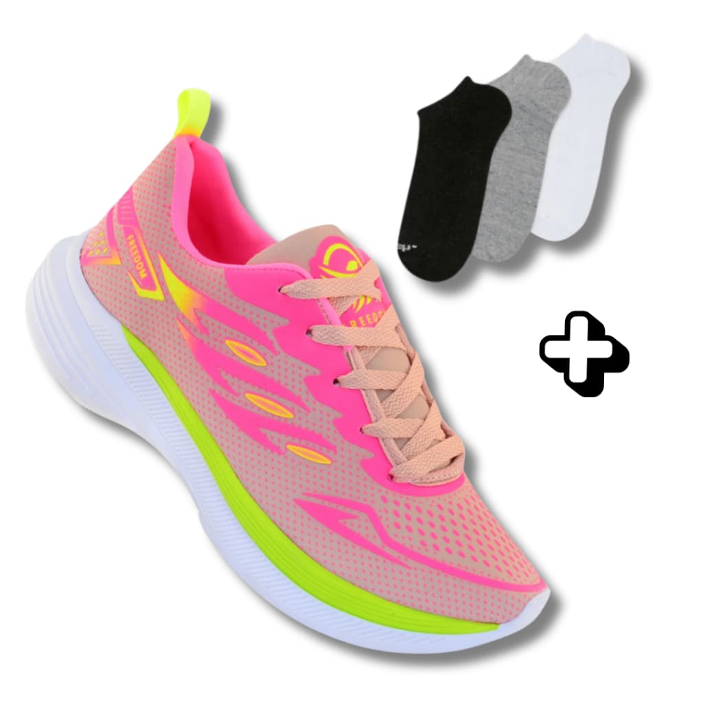 Combo Esportivo Feminino: Tênis Leve + Um par de Meia | Ideal Para Caminhada