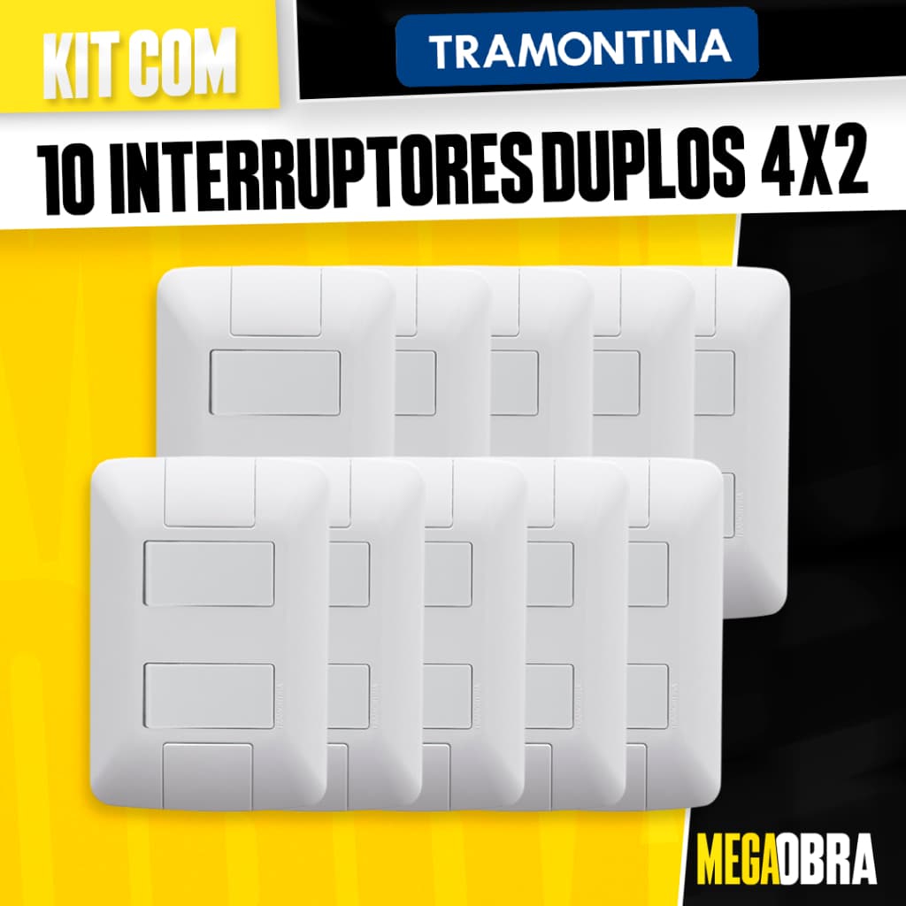 Kit Interruptor Duplo 4x2 Tramontina Linha Aria Modular 4x2 Interruptor Duas Teclas