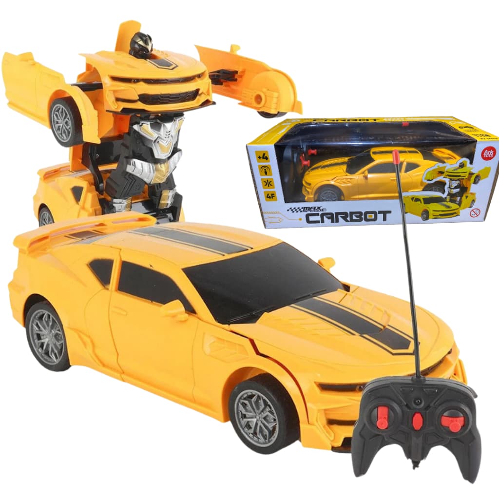 Carrinho Controle Remoto Transforma Em Robô Transformers Bumblebee Camaro Amarelo Envio Imediato