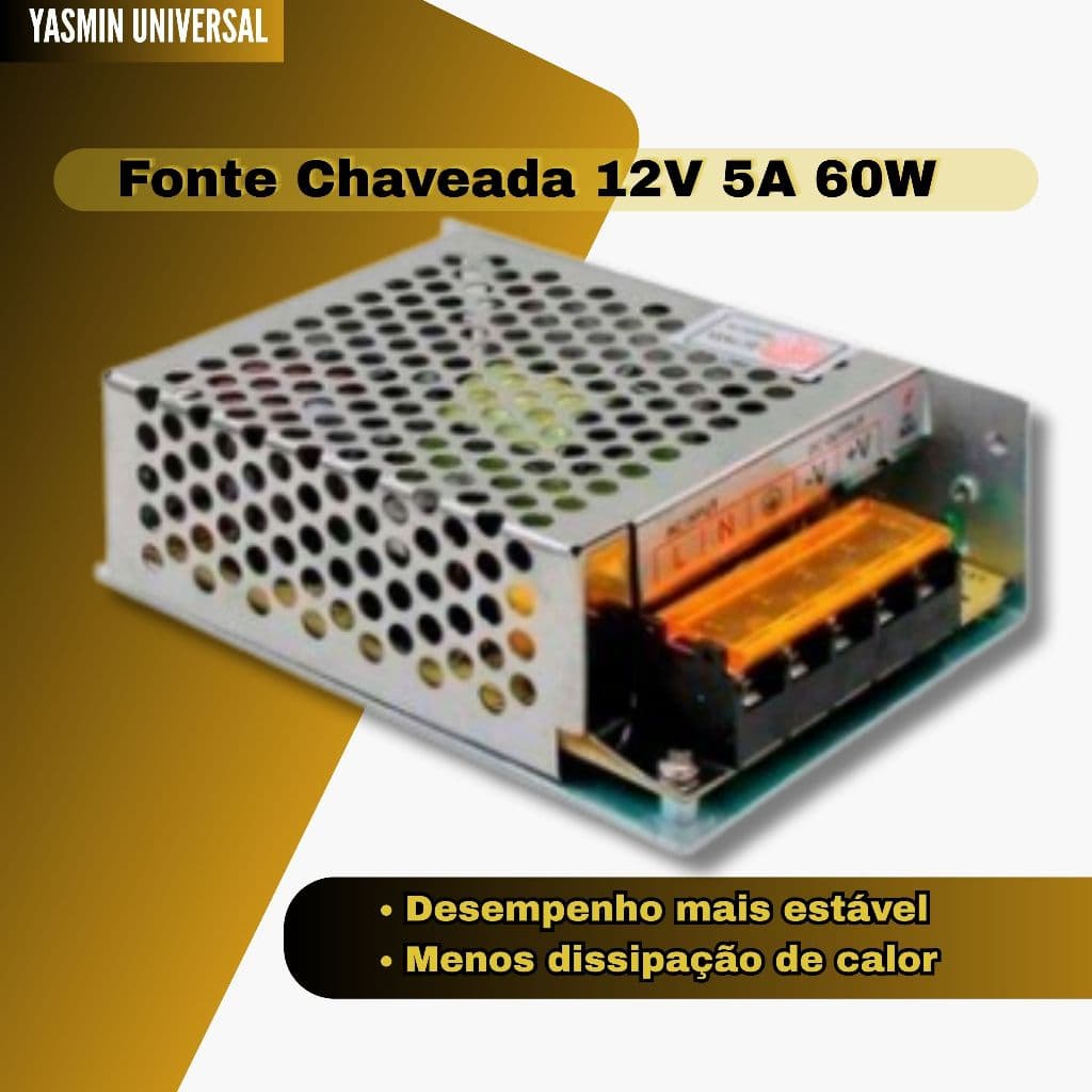 Fonte Chaveada 12v Camera Fita Led Som Bivolt Colmeia 5a 60w