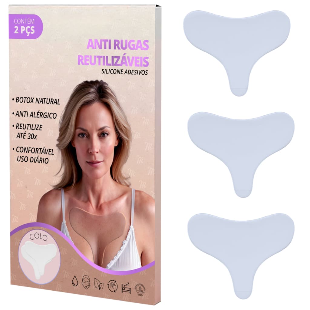 Kit com 3 Silicone Peito Adesivo Anti Rugas Adesivo de Silicone Anti Rugas Colo Placa de Silicone para Colo Skin Care