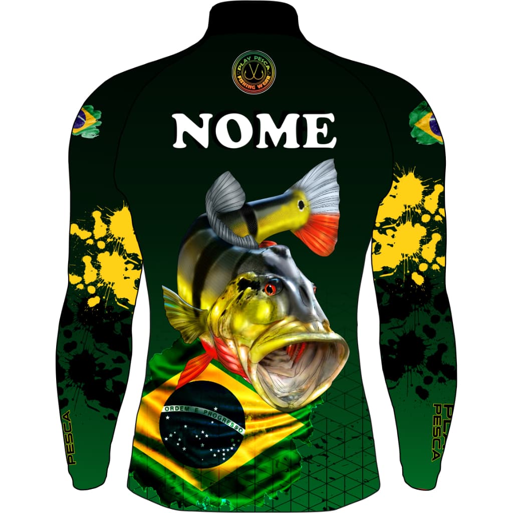 Camisa camiseta blusa de pesca personalizada com nome Play Pesca com Proteção Solar Uv50+