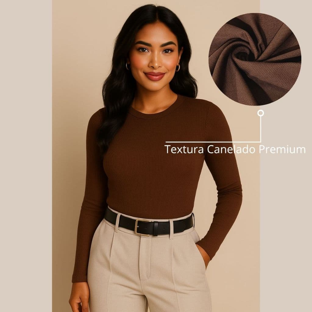 Blusa Feminina Manga Longa Segunda Pele LISA TÊNDENCIA Confortável Elastano Premium Outono Inverno