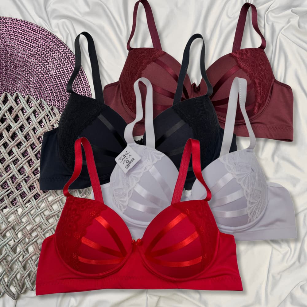 Sutiã Com Bojo Pala Reforçada Alça Larga Plus Size Detalhe em Renda e Fita Moda Íntima Feminina