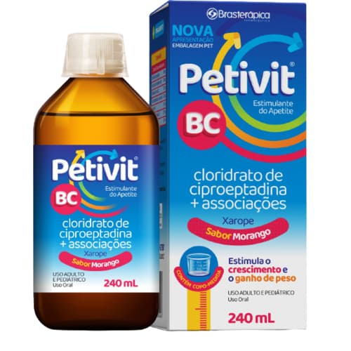 PETIVIT BC SUPLEMENTO ALIMENTAR 240ML SB.MORANGO KIT C/2 FRASCOS
