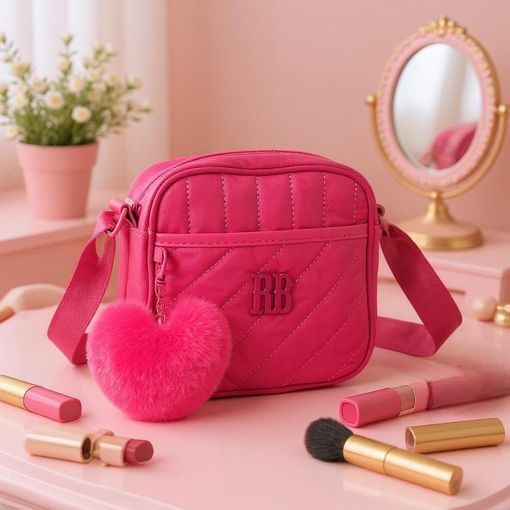 Bolsa Rebecca Bonbon Feminina  Infantil Transversal Pequena Crinkle Chaveiro Coração