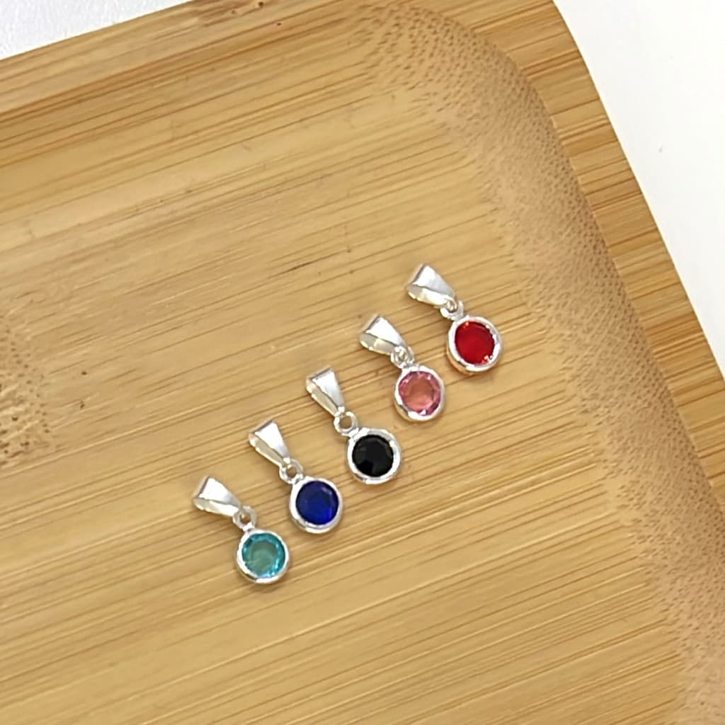 Pingente Ponto de Luz Redondo Prata 925 Legitima varias cores