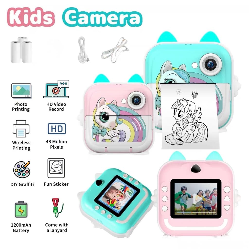 Câmera De Impressão Instantânea Câmera Infantil Vìdeo Fotografia Digital