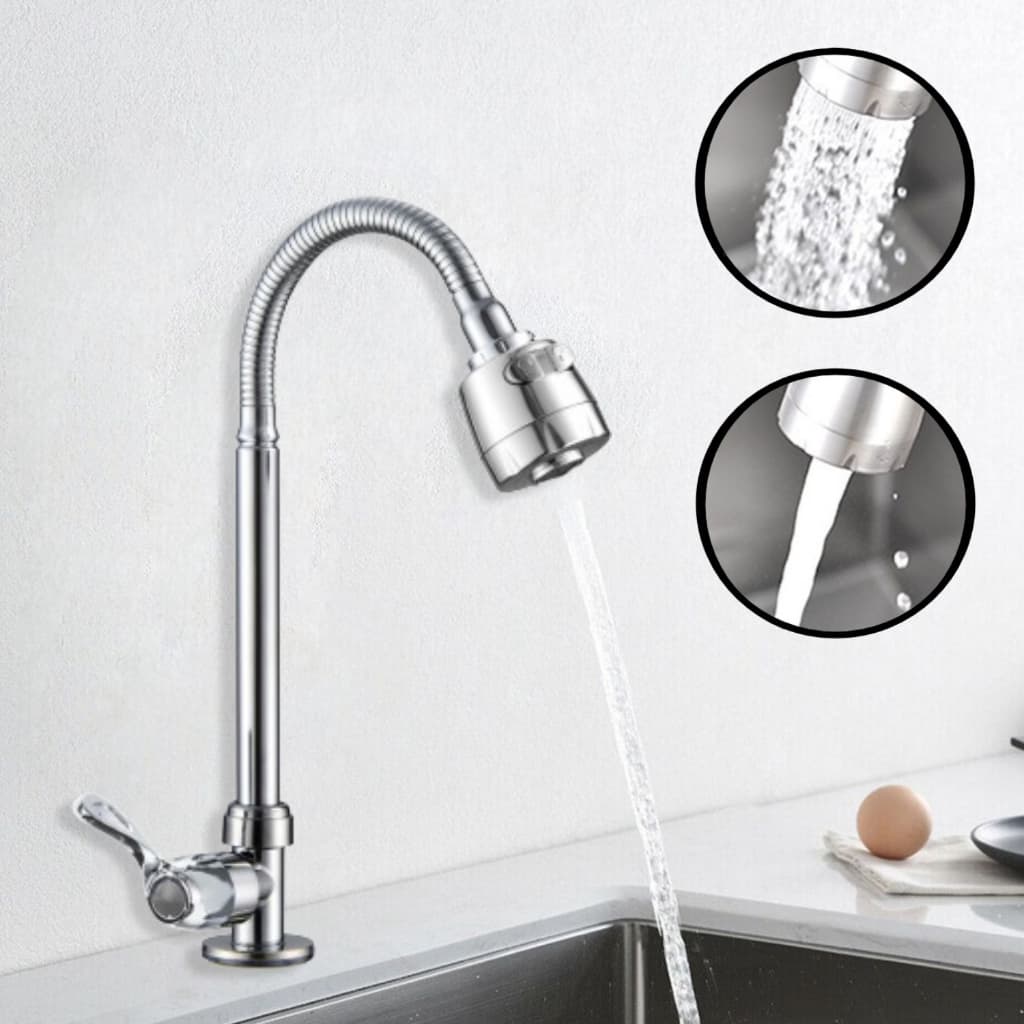 Torneira Cozinha Gourmet Bancada Flexível 1/4 Volta Cromo