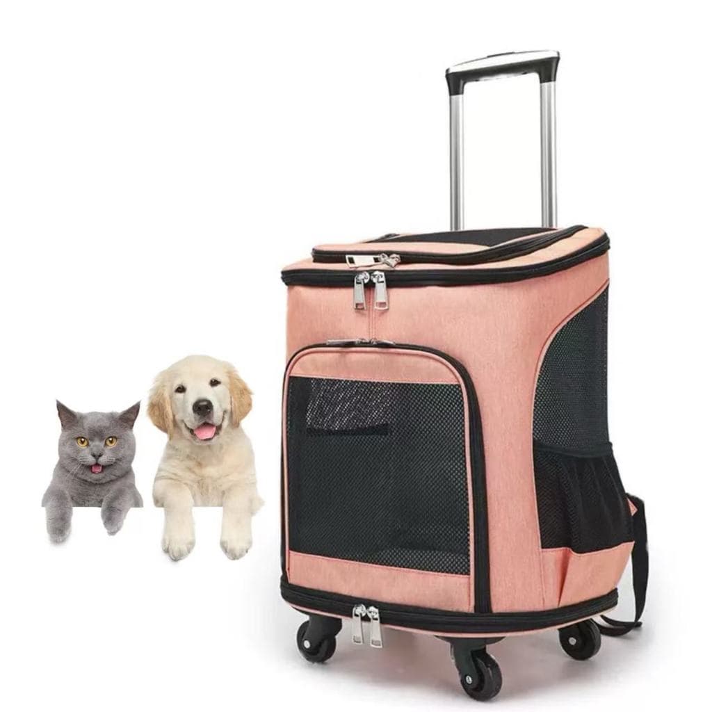 Bolsa Mochila Transporte Pet Luxo Com Rodinhas Caes Gatos CA188