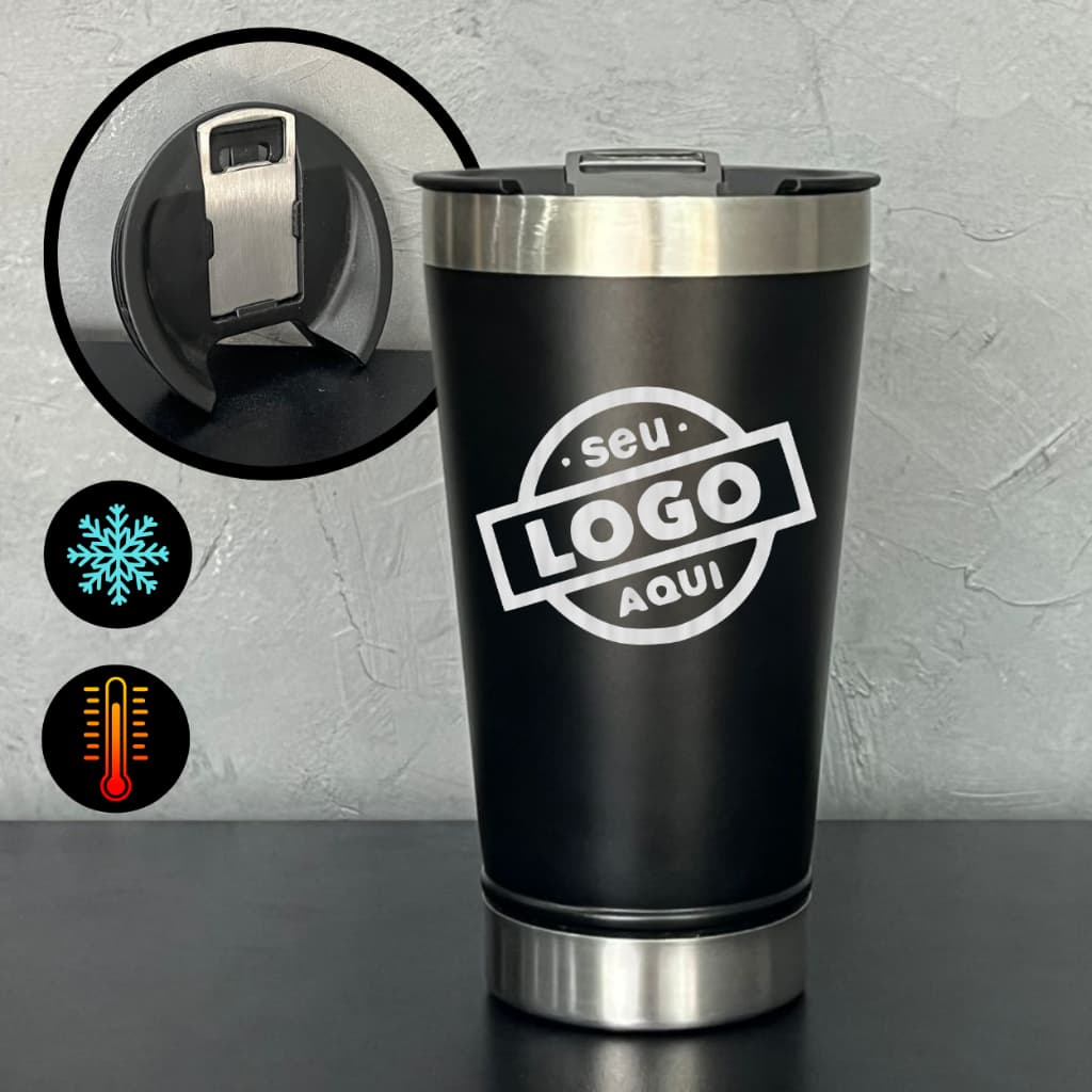 Kit 3 5 7 10 Copo Térmico Personalizado 473ml – Brinde com Tampa e Abridor | Nome Time Logo Evento