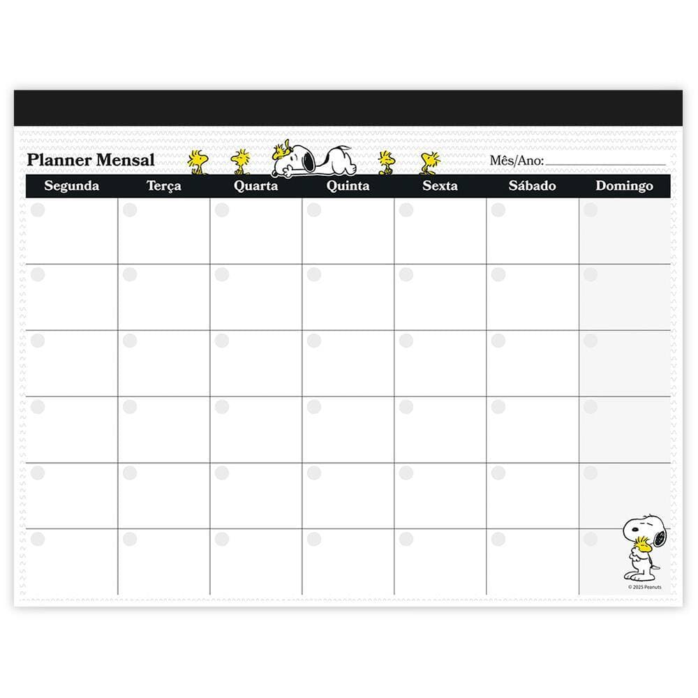 Planner de Mesa Mensal com 24 Folhas, 214x280mm, Snoopy