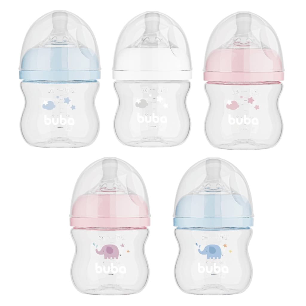 Mamadeira Anticólica Easy Flow Buba Récem Nascido 120 mL Nuvem Bico Confortável e Sedoso +0 meses
