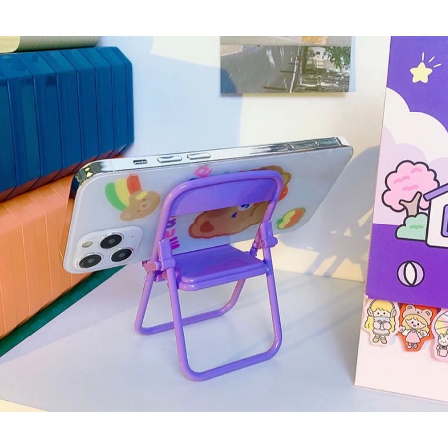 Mini Suporte Para Celular Cadeira Formato Dobrável Apoio