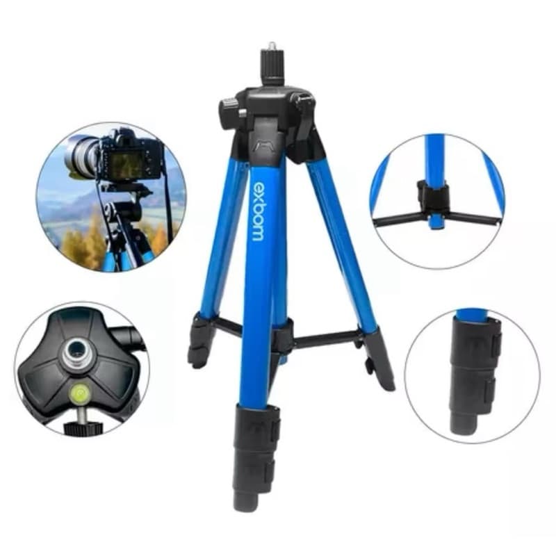 Tripé Telescópico EXBOM Profissional com Manivela | Alumínio Reforçado, Altura Ajustável