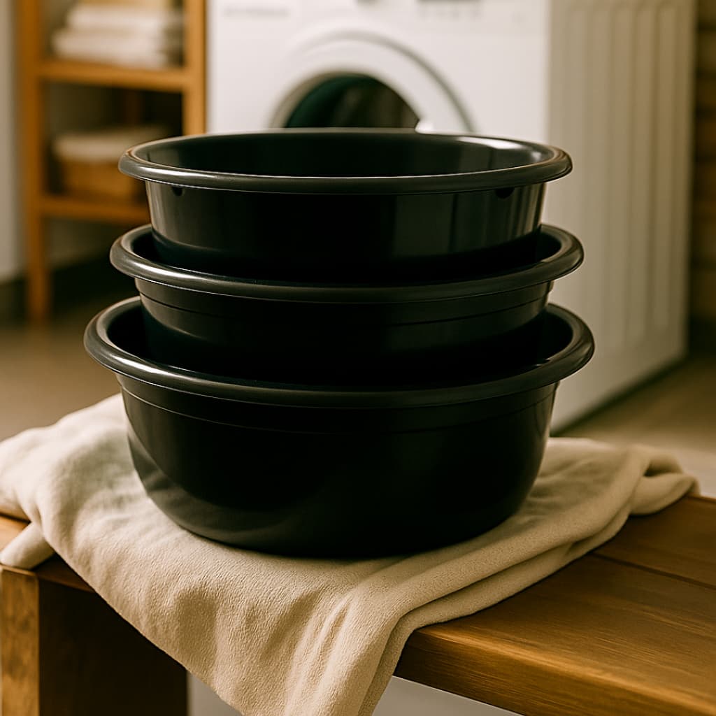 Kit Bacia Plástica Cozinha Lavanderia Canelada Reforçada 3 Unidades (P M G)