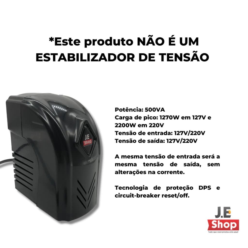 Protetor Elétrico 500va  Rearmavel bivolt contra surtos de tensao