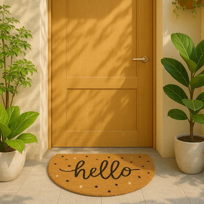 Tapete Capacho Borracha e Fibra de Coco Porta Varanda Churrasqueira Recepção Bem Vindo Casa