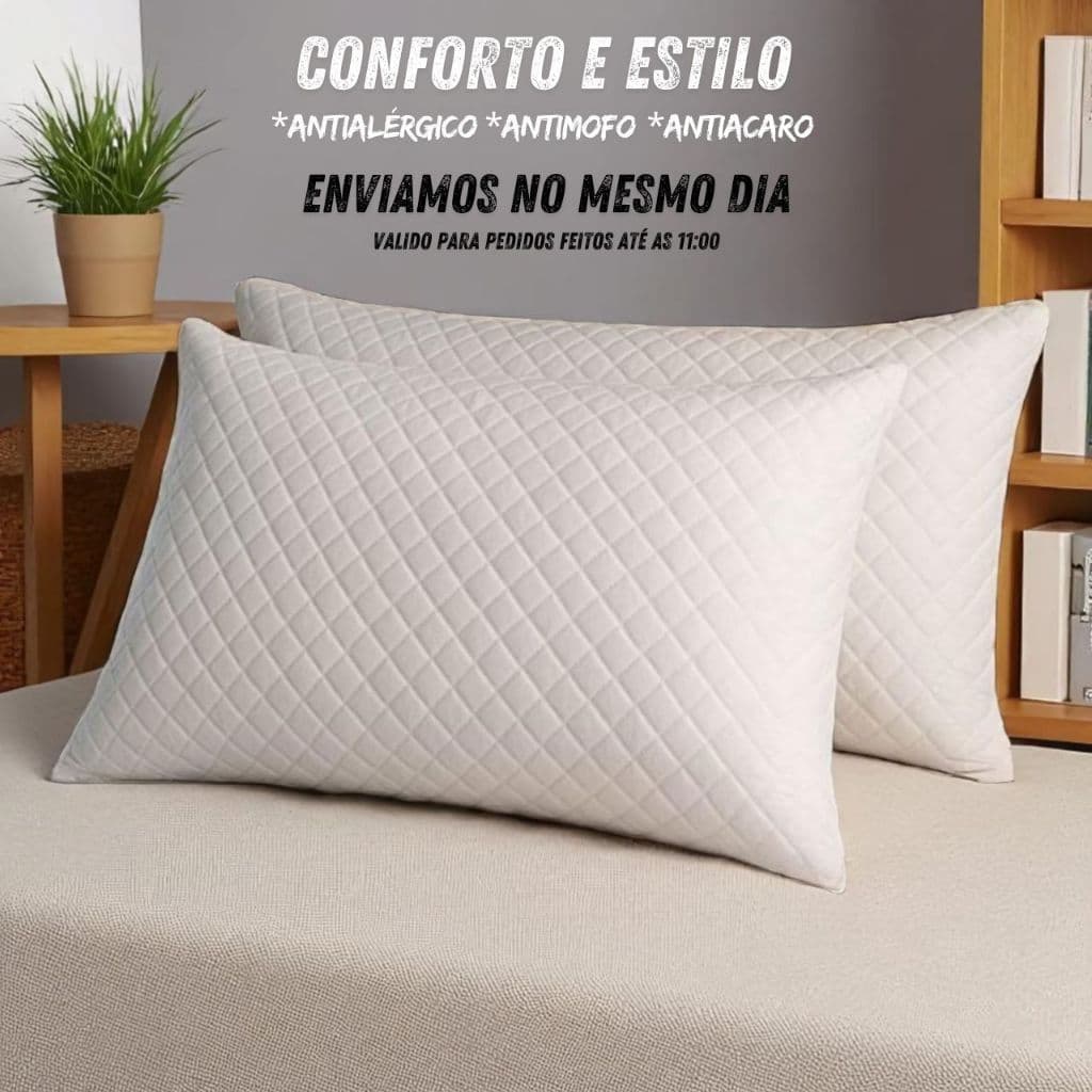 Kit 2 Travesseiros para Casal Confortável Antialérgico