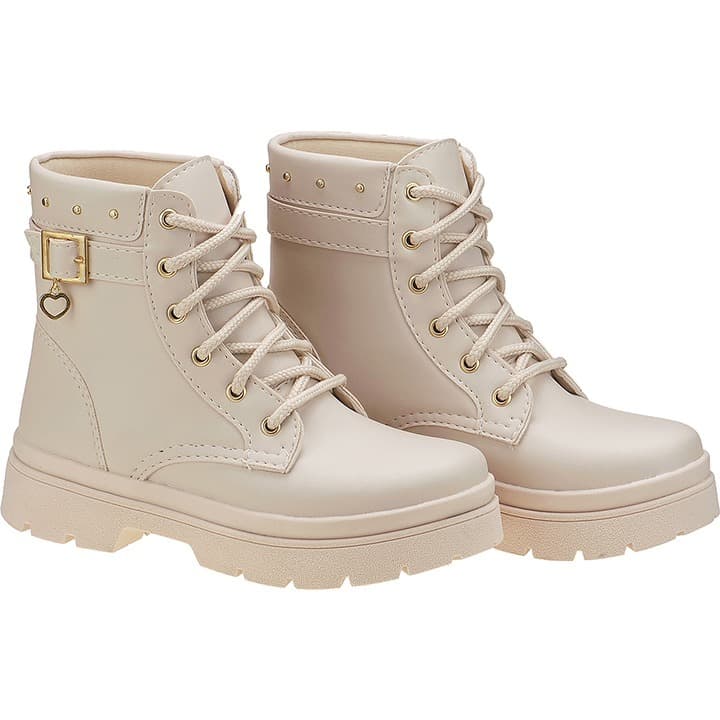 Bota Coturno Infantil  Unissex  Menino Menina Detalhes de Pingente Coração Solado Tratorado Confortável