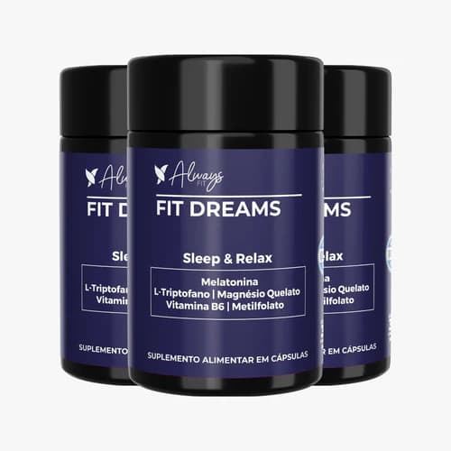 FitDreams® - Melatonina, Magnésio, L-Triptofano, B6 e B9 (MetilFolato) - 30 Cápsulas - 3 Unidades
