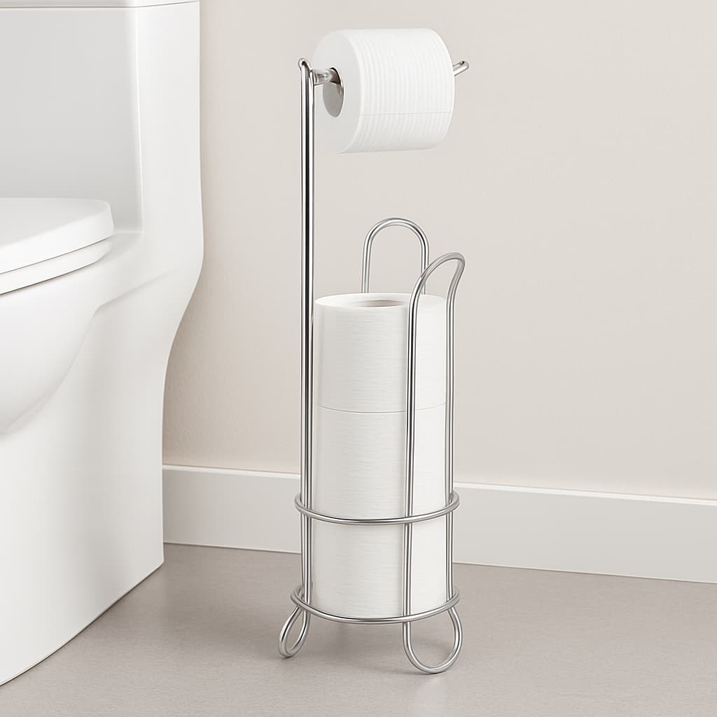 Suporte para Papel Higiênico Cromado  – 4 Rolos –  Estável Não Enferruja  Sem Furo