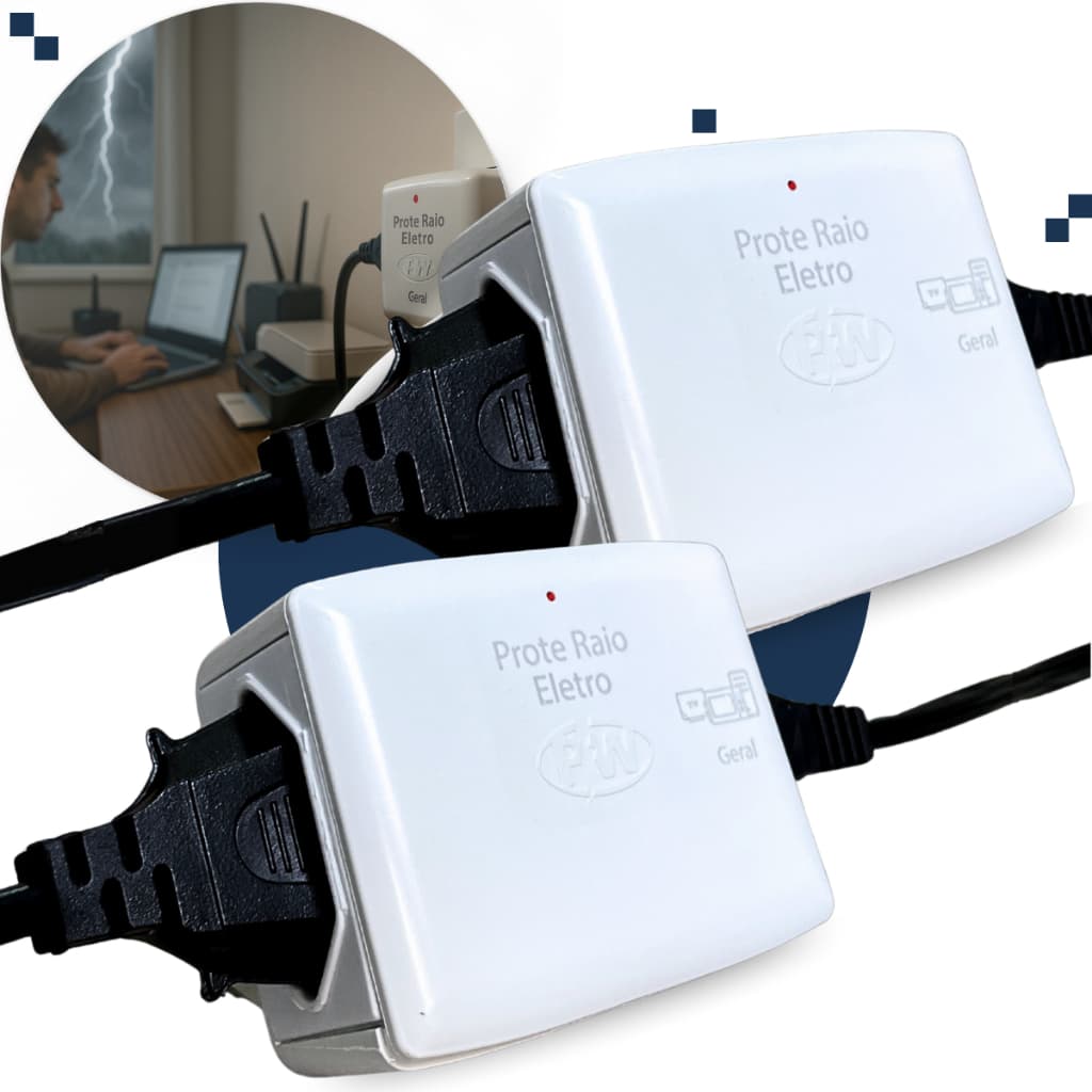 Kit 2 Protetor Raios Contra Surto Queda Energia Descarga Eletrica DPS Eletrodomésticos 110v ou 220V