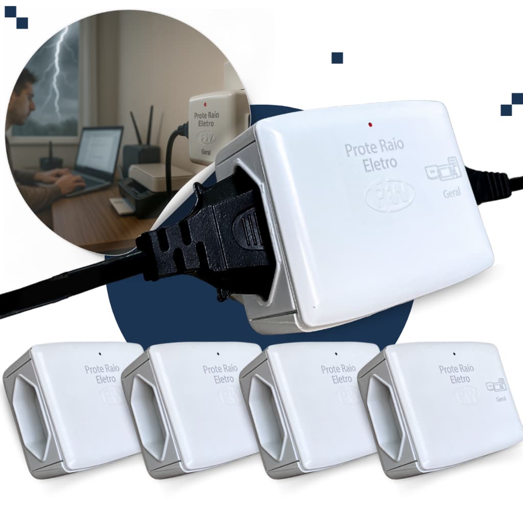 Kit 5 Protetor Raios Contra Surto Queda Energia Descarga Eletrica Para Eletrodomésticos 110v ou 220V