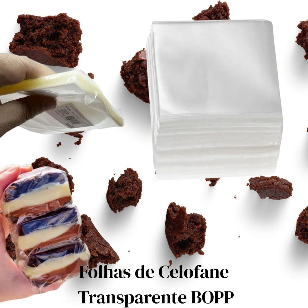 500 FOLHAS CELOFANES TRANSPARENTES VARIOS TAMANHOS IDEAL PARA BALAS, DOCES, BROWNIE, FATIAS DE BOLOS ETC