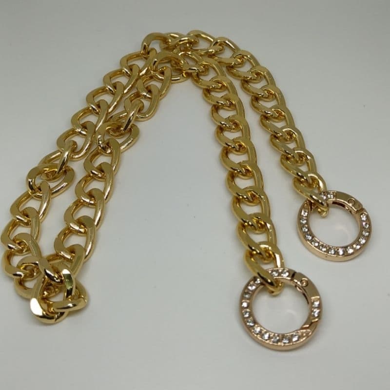 Alça Para Bolsa Reforçada Com Argola Articulado Com Strass 50cm