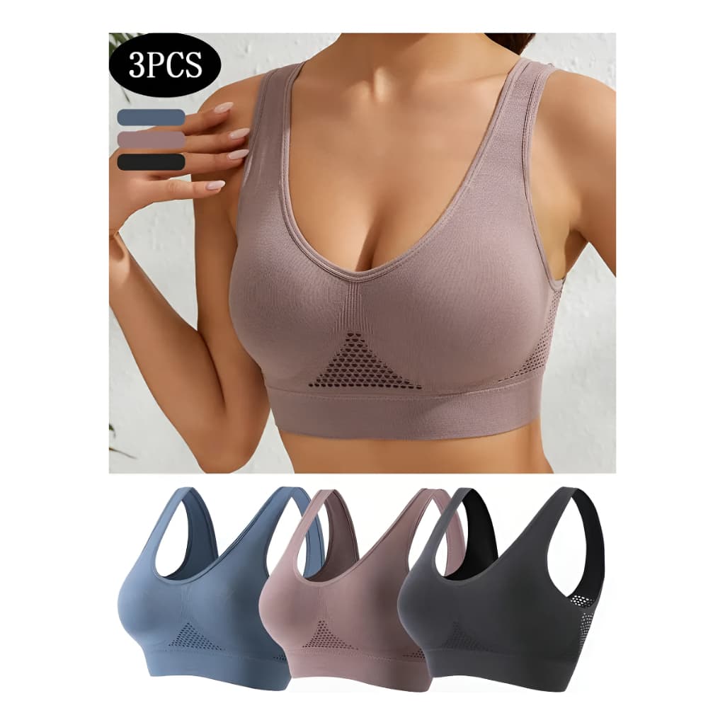 Kit 3 Tops Com Bojo Esportivo Fitness Academia Yoga Ciclismo