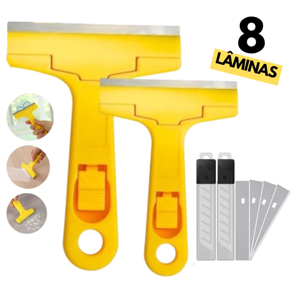 Estilete Raspador Profissional para Tirar Adesivo Cola do Vidro 8 Lâminas
