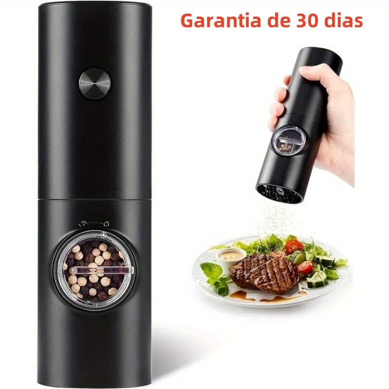 Moedor Elétrico De Sal Pimenta Temperos Condimentos Automático Com Ajuste de Moagem