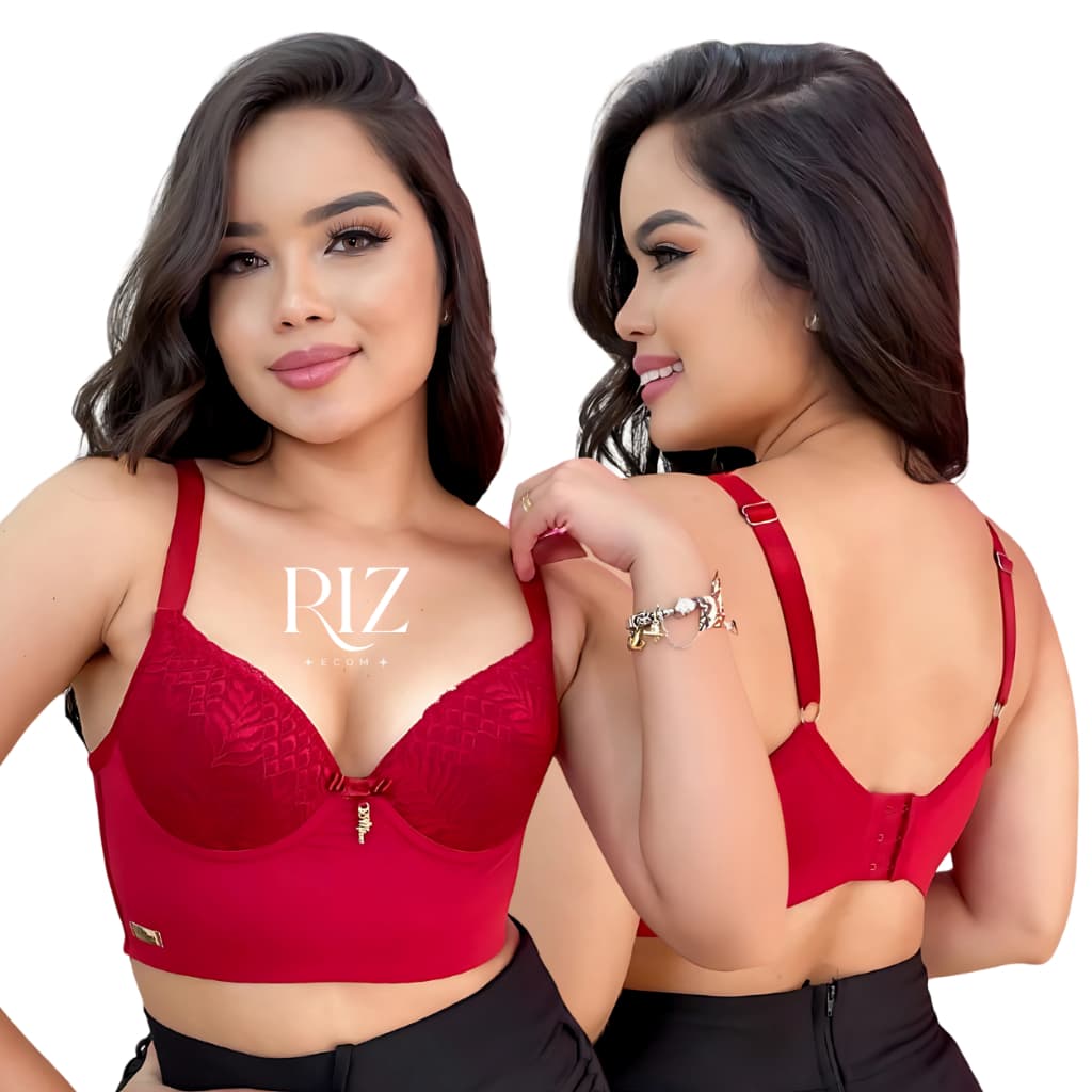 Sutiã Reforçado com Renda Bojo e Alça Larga Sustentação Alta Confortável